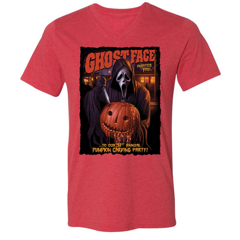 Unisex V-Neck T-Shirt - CCBFLJ9W - Heather Red - 16
