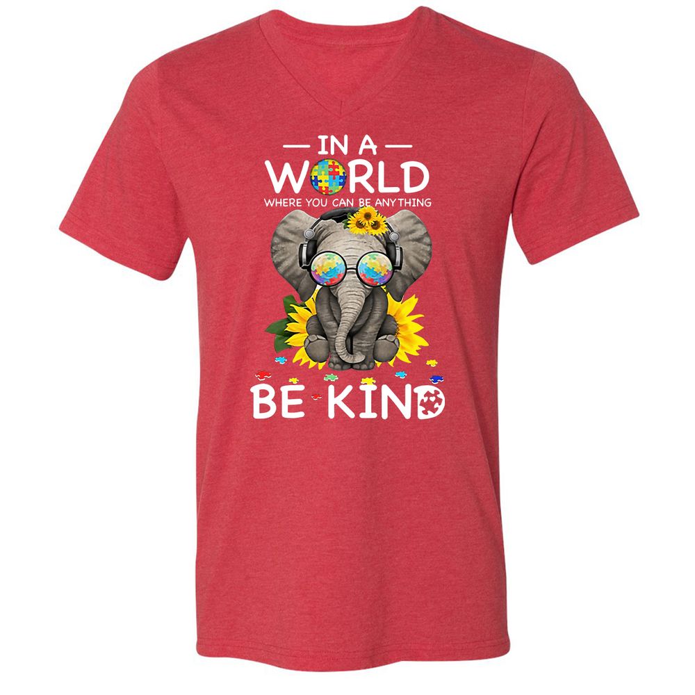 Unisex V-Neck T-Shirt - G77U5664 - Heather Red - 16