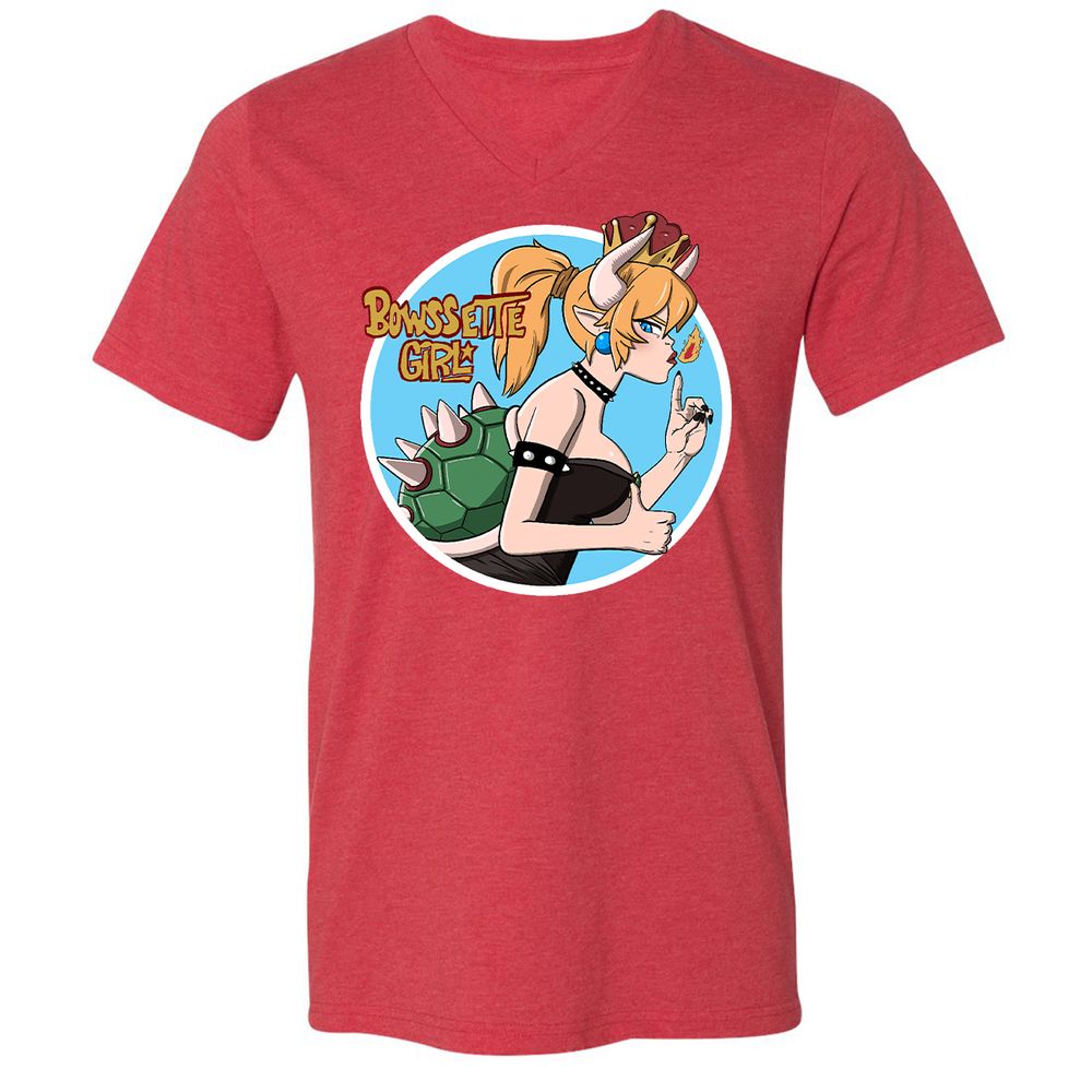 Unisex V-Neck T-Shirt - CZNTBE2B - Heather Red - 16
