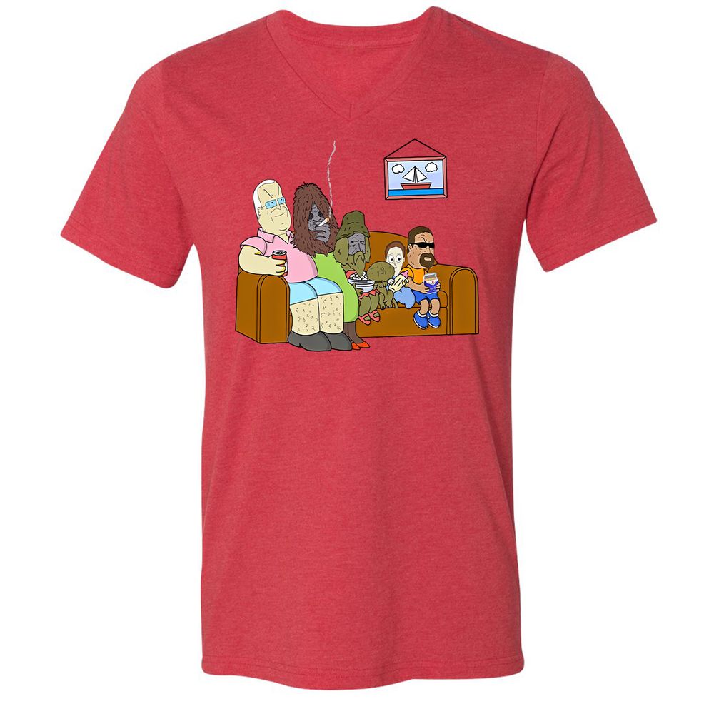 Unisex V-Neck T-Shirt - 4FZ2DKDU - Heather Red - 16