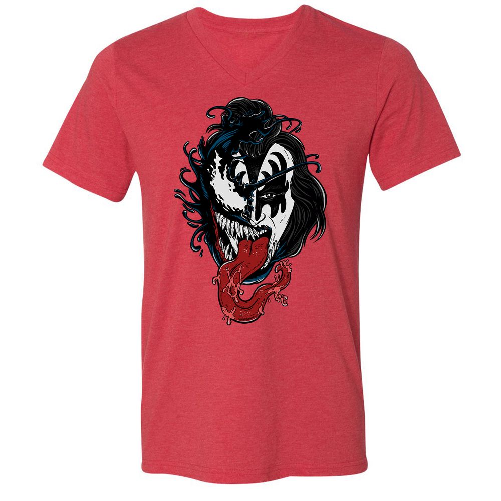 Unisex V-Neck T-Shirt - DZBSBAD1 - Heather Red - 16