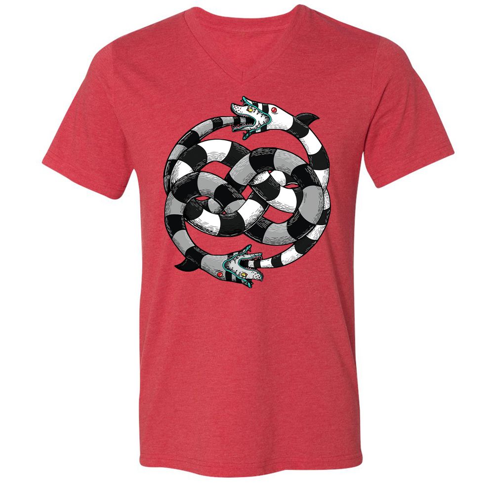 Unisex V-Neck T-Shirt - UXD4TBTZ - Heather Red - 16