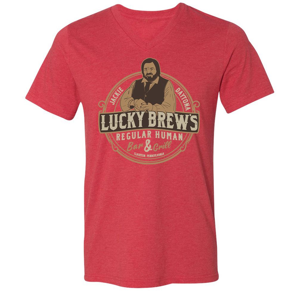 Unisex V-Neck T-Shirt - EQMM7HDG - Heather Red - 16