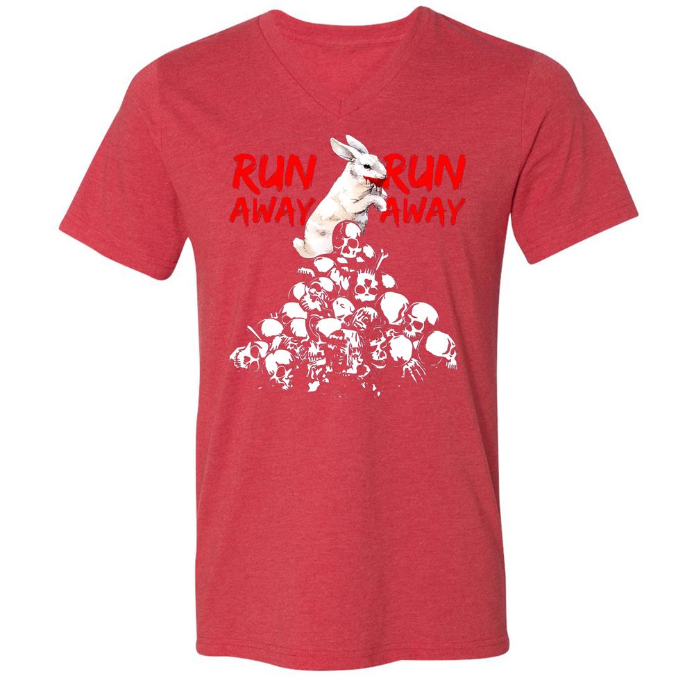 Unisex V-Neck T-Shirt - ZAJ4UGX3 - Heather Red - 16