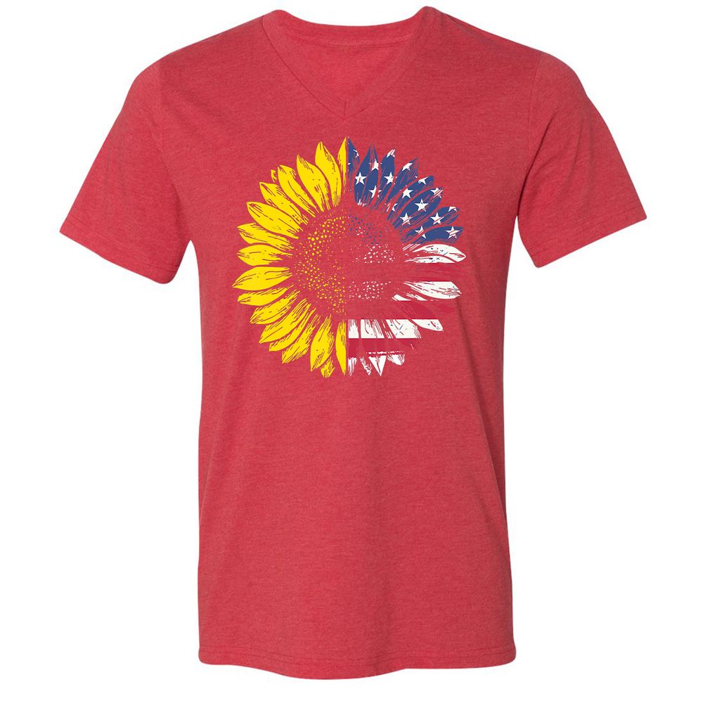 Unisex V-Neck T-Shirt - 9TPUB6SA - Heather Red - 16