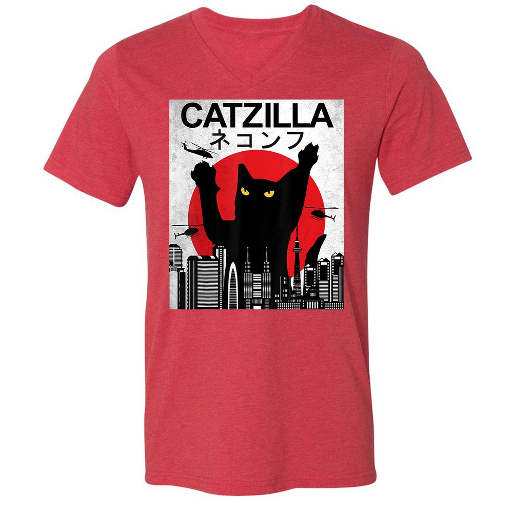 Unisex V-Neck T-Shirt - 2BFVWVVV - Heather Red - 16