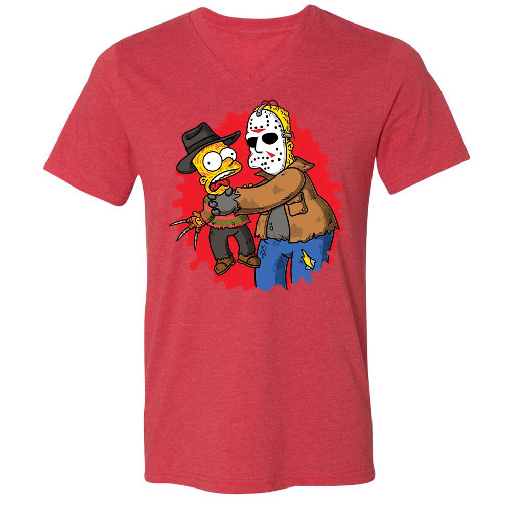 Unisex V-Neck T-Shirt - HCZ94N56 - Heather Red - 16