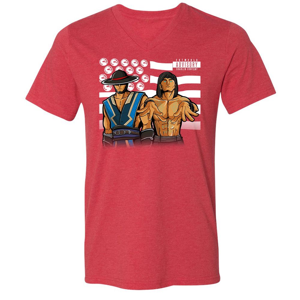 Unisex V-Neck T-Shirt - HZHQRXWW - Heather Red - 16