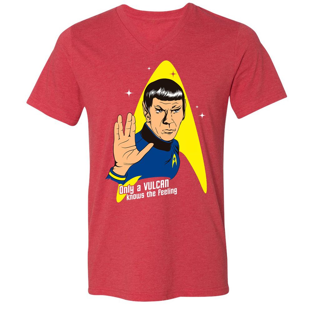 Unisex V-Neck T-Shirt - 9JQPN2ZJ - Heather Red - 16