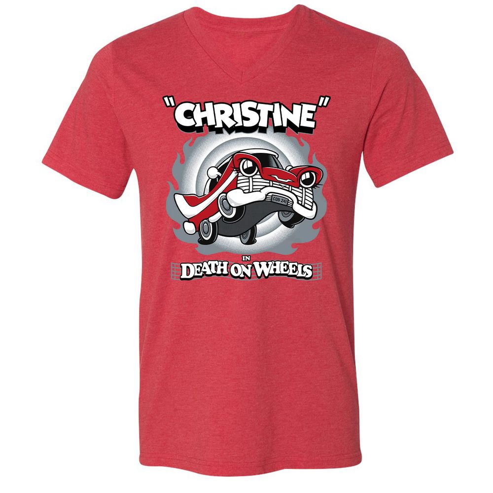 Unisex V-Neck T-Shirt - HTDZKFAT - Heather Red - 16