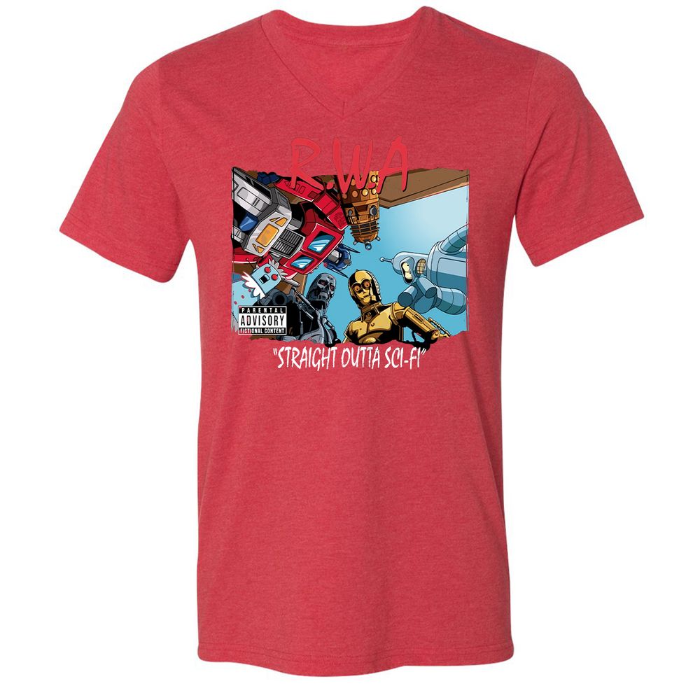 Unisex V-Neck T-Shirt - KCGGVCUV - Heather Red - 16