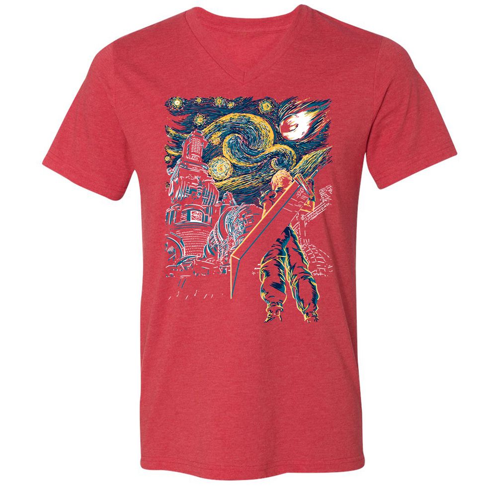 Unisex V-Neck T-Shirt - KHKSH84N - Heather Red - 16