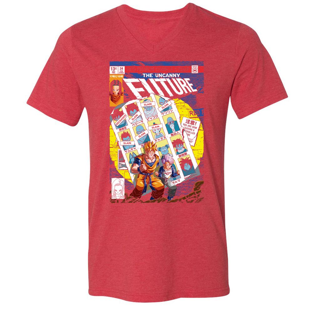 Unisex V-Neck T-Shirt - D2A2YNYE - Heather Red - 16