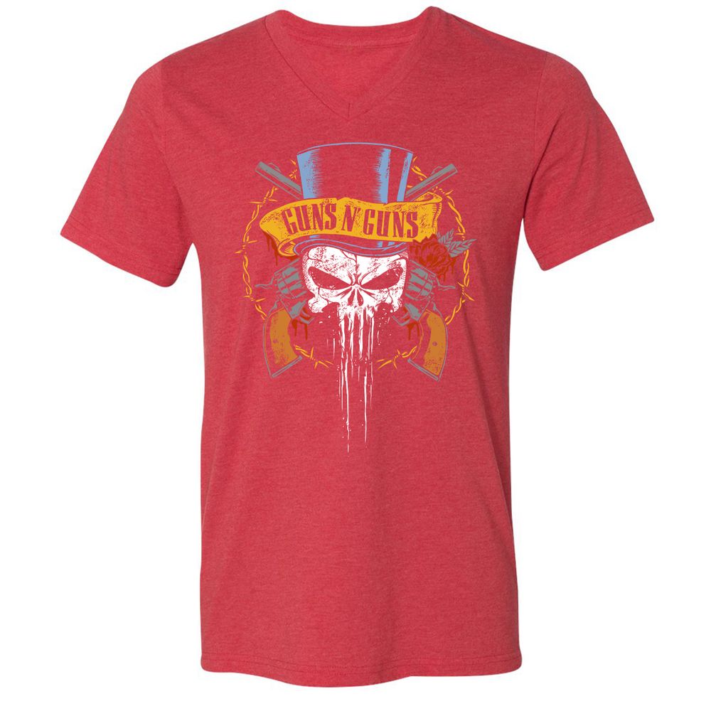 Unisex V-Neck T-Shirt - 9TADPYEW - Heather Red - 16
