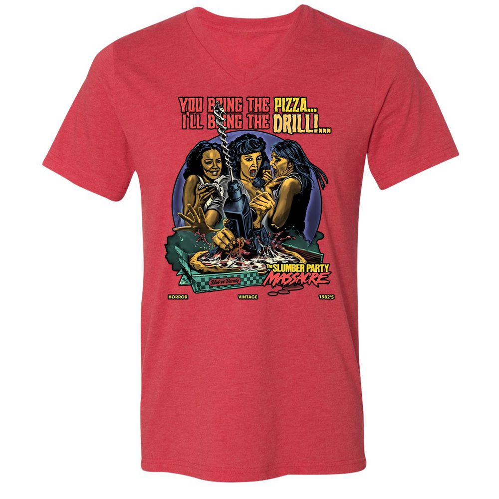 Unisex V-Neck T-Shirt - ZZU44RUV - Heather Red - 16