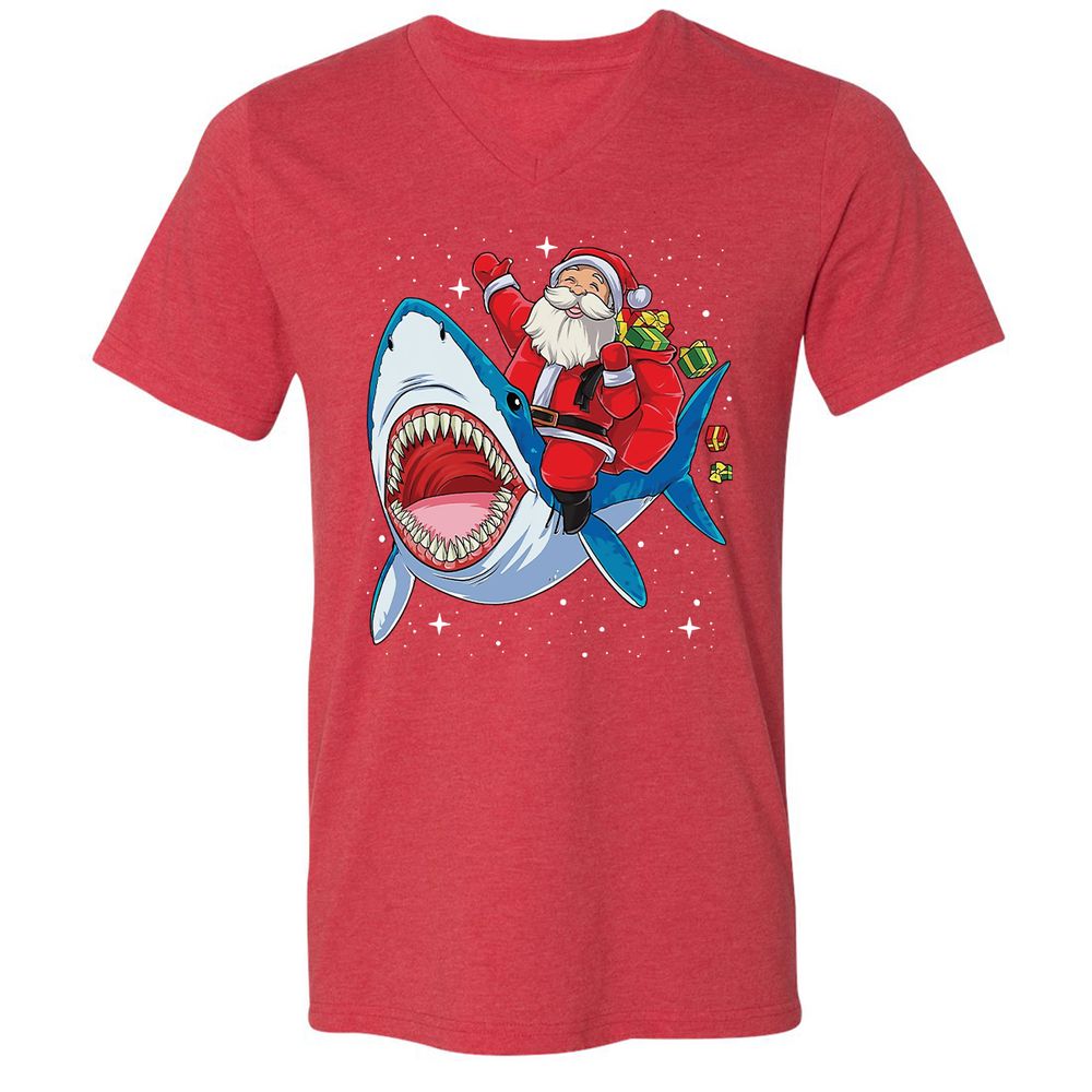 Unisex V-Neck T-Shirt - QE6P68LP - Heather Red - 16
