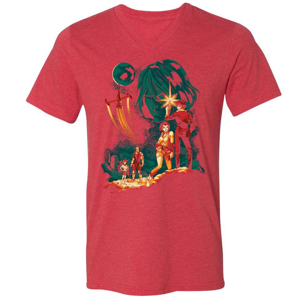 Unisex V-Neck T-Shirt - B1Q4WY5K - Heather Red - 16