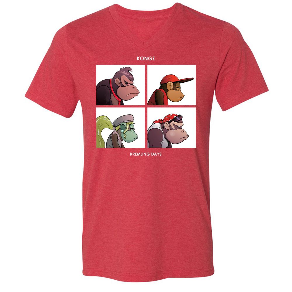 Unisex V-Neck T-Shirt - N695K2RH - Heather Red - 16
