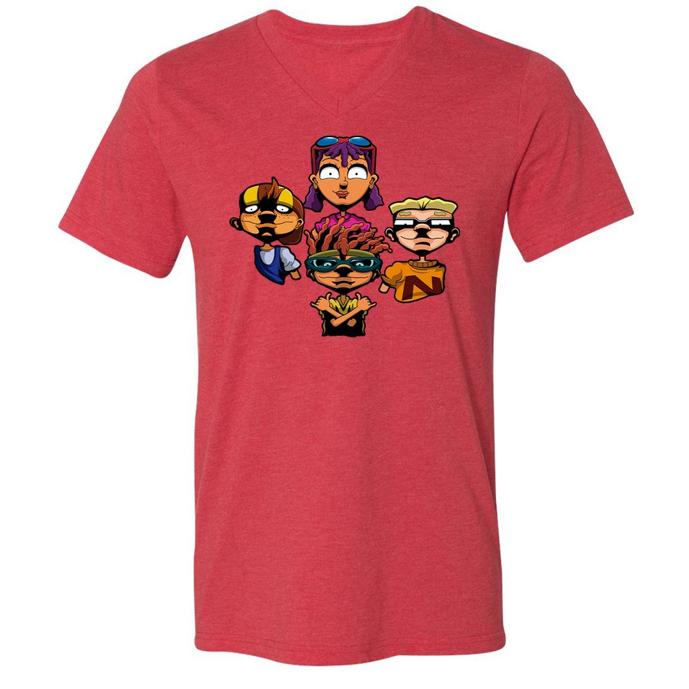 Unisex V-Neck T-Shirt - AZ3SAE4U - Heather Red - 16