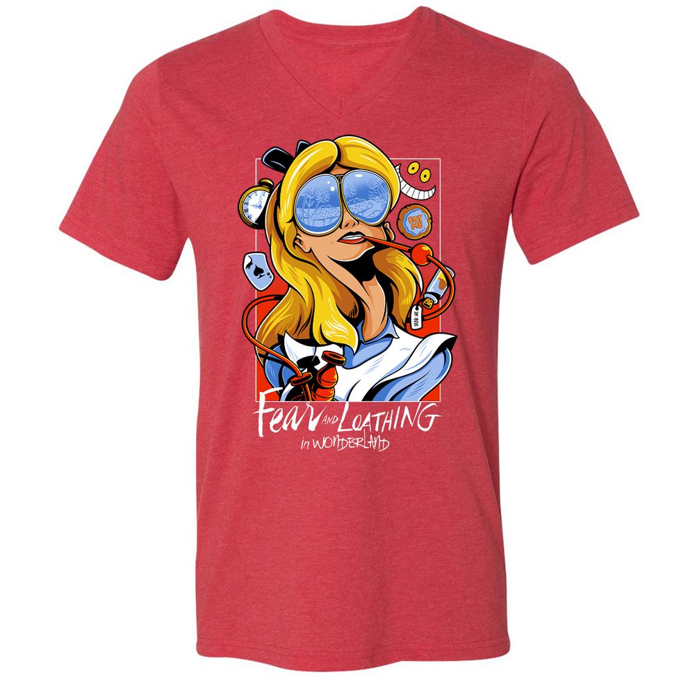 Unisex V-Neck T-Shirt - P7K7CRL8 - Heather Red - 16