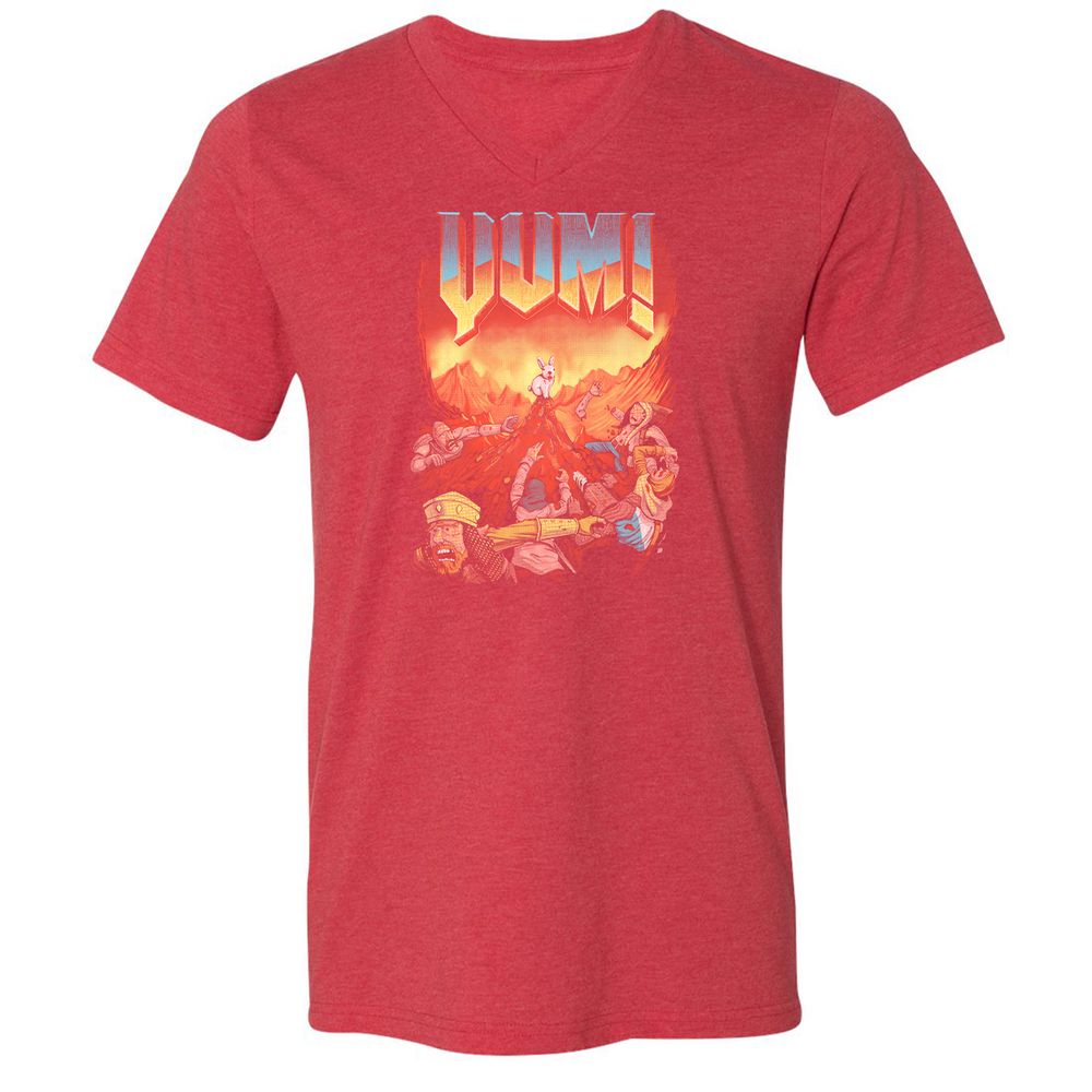 Unisex V-Neck T-Shirt - G9UGDK9P - Heather Red - 16