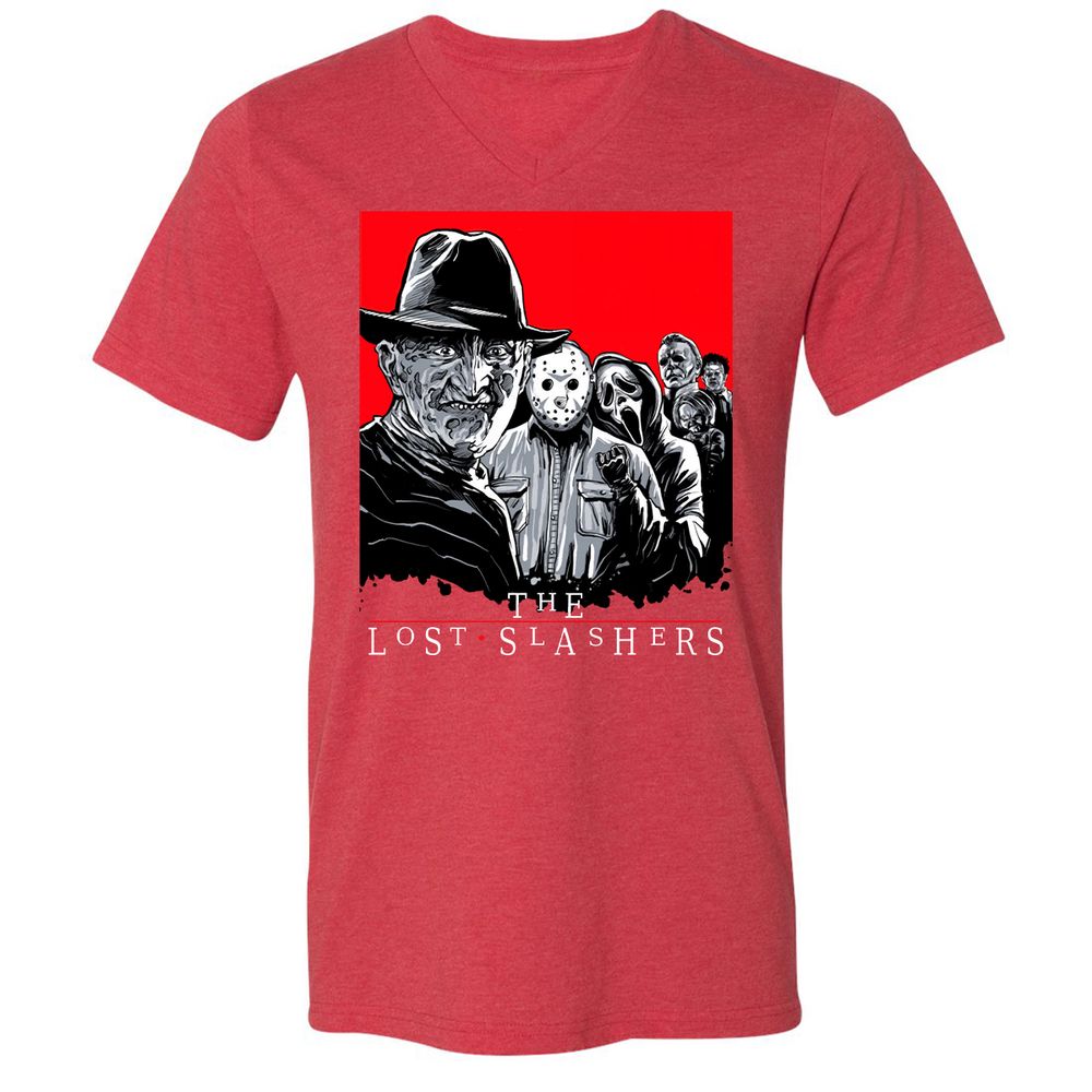 Unisex V-Neck T-Shirt - S7BNWG98 - Heather Red - 16