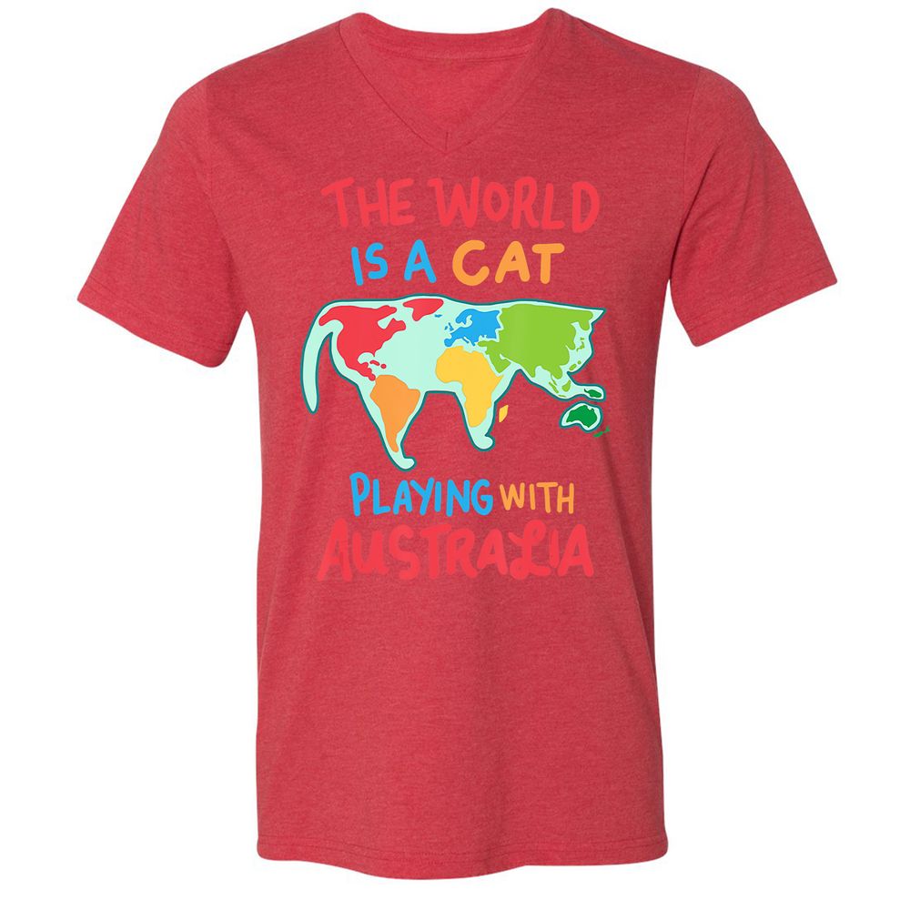 Unisex V-Neck T-Shirt - ZM4JXSAH - Heather Red - 16