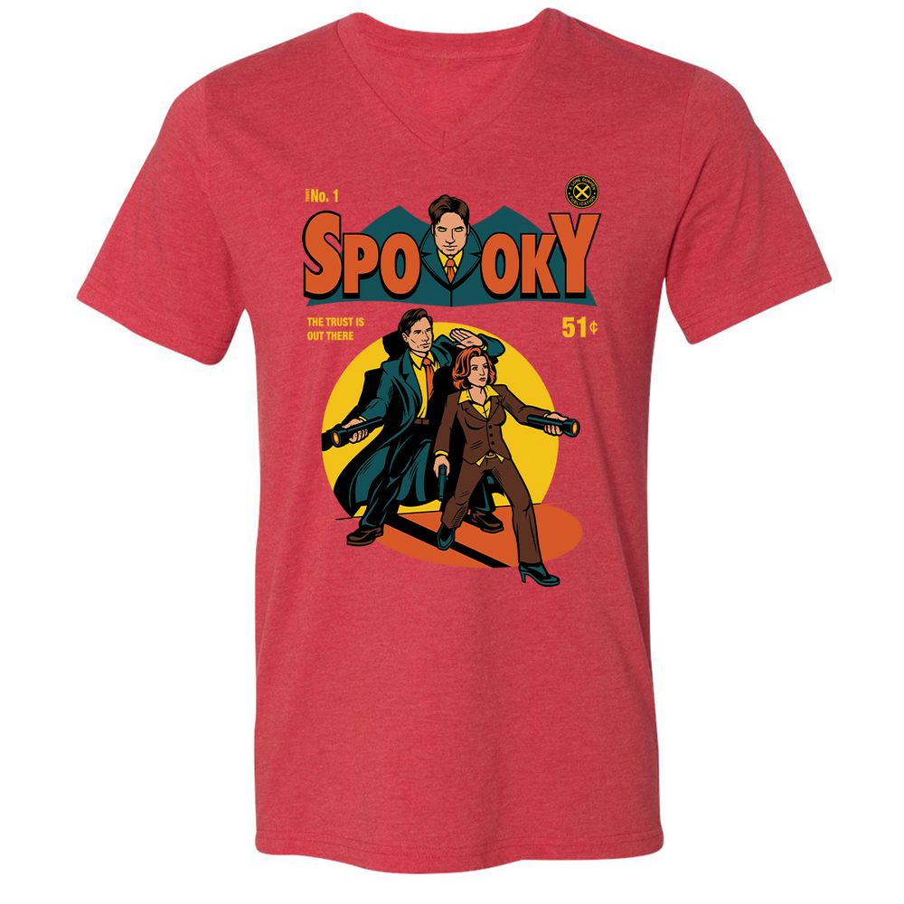 Unisex V-Neck T-Shirt - REAVCHB4 - Heather Red - 16