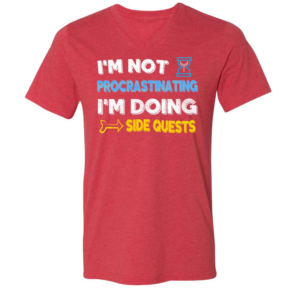 Unisex V-Neck T-Shirt - 7M3E573W - Heather Red - 16