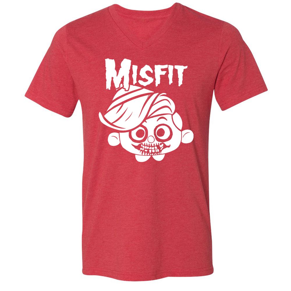 Unisex V-Neck T-Shirt - C7N4TVS4 - Heather Red - 16