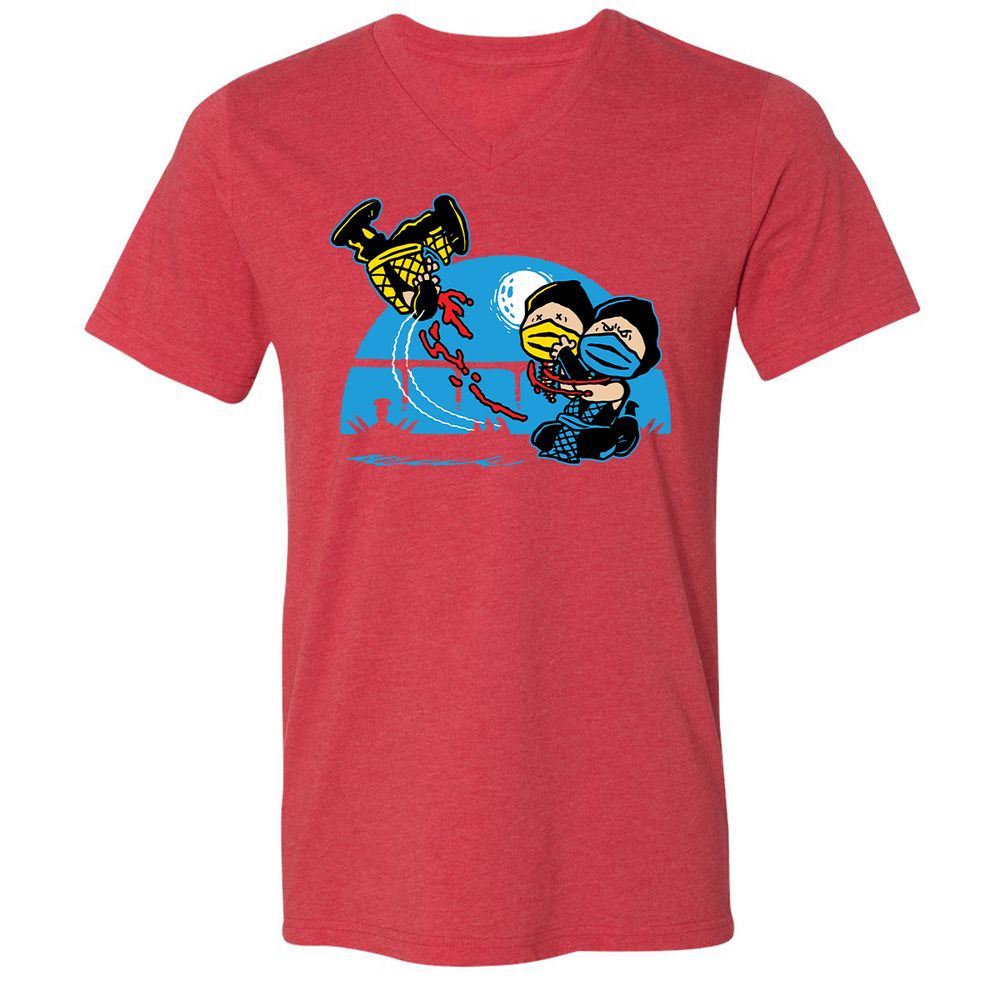 Unisex V-Neck T-Shirt - RCGBQWD8 - Heather Red - 16