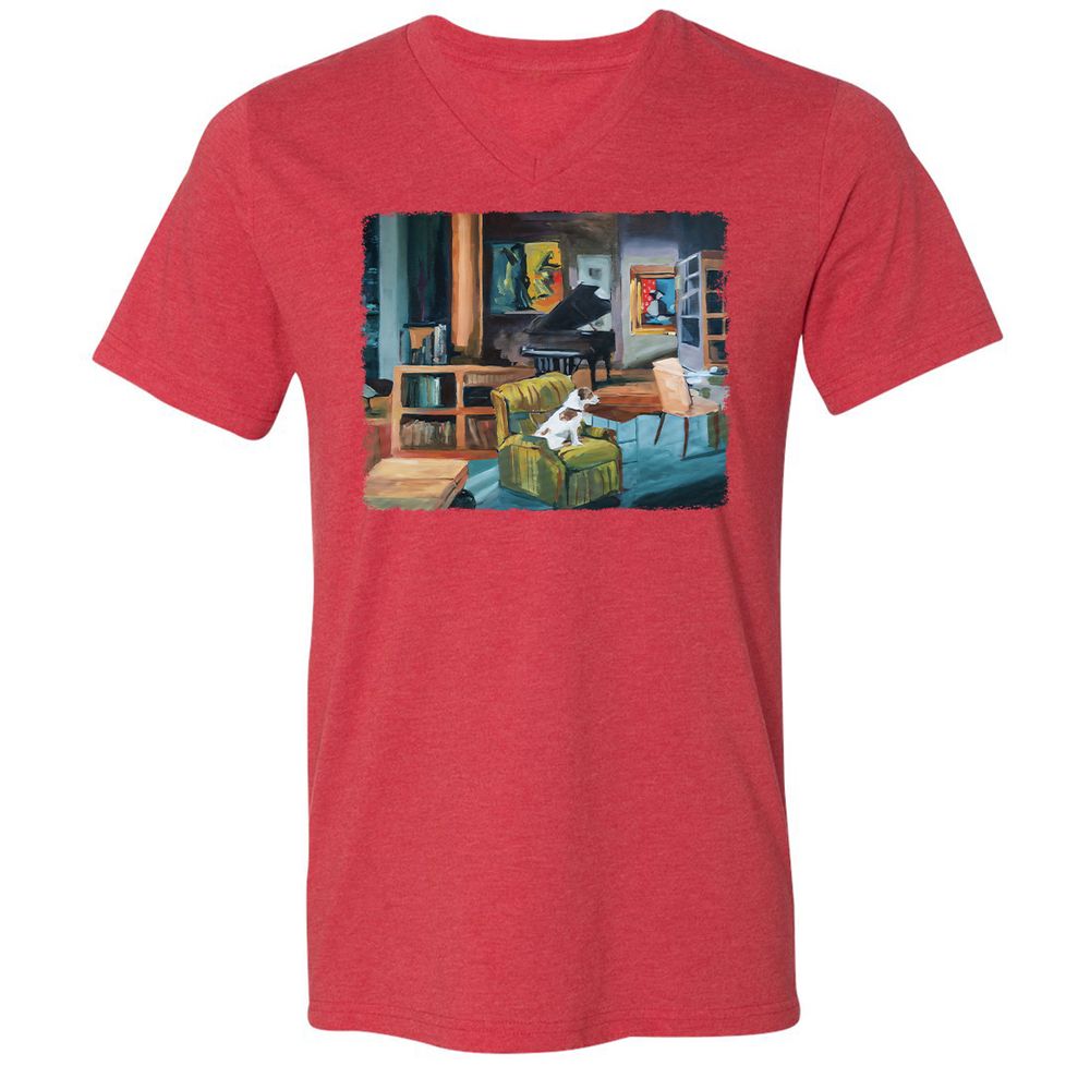 Unisex V-Neck T-Shirt - 4ZWWBKKG - Heather Red - 16