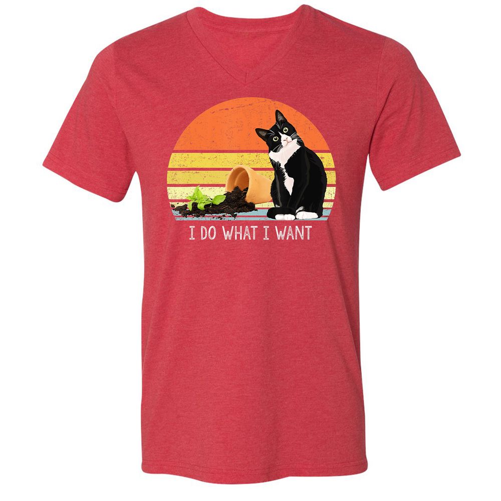 Unisex V-Neck T-Shirt - XWG6LZAG - Heather Red - 16