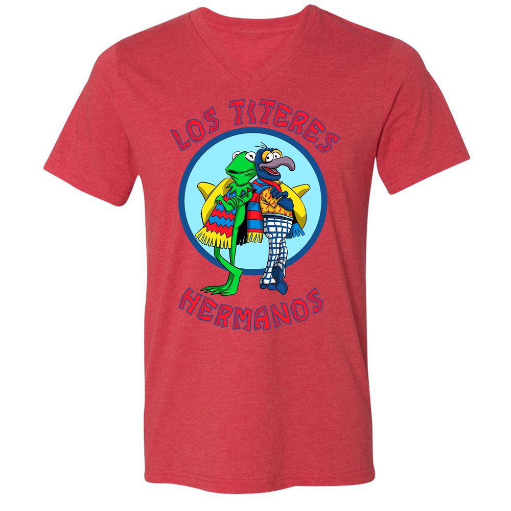 Unisex V-Neck T-Shirt - E2VS5W9B - Heather Red - 16