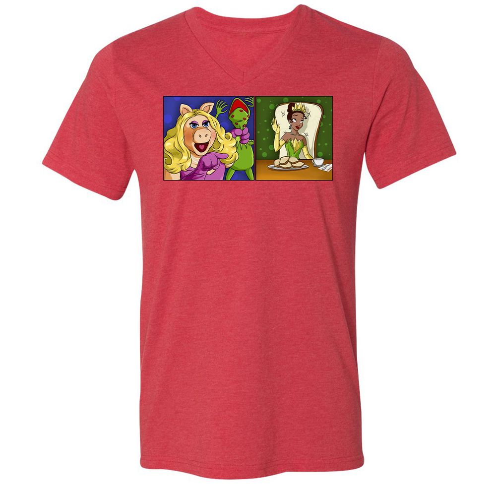 Unisex V-Neck T-Shirt - VQTRLJ47 - Heather Red - 16