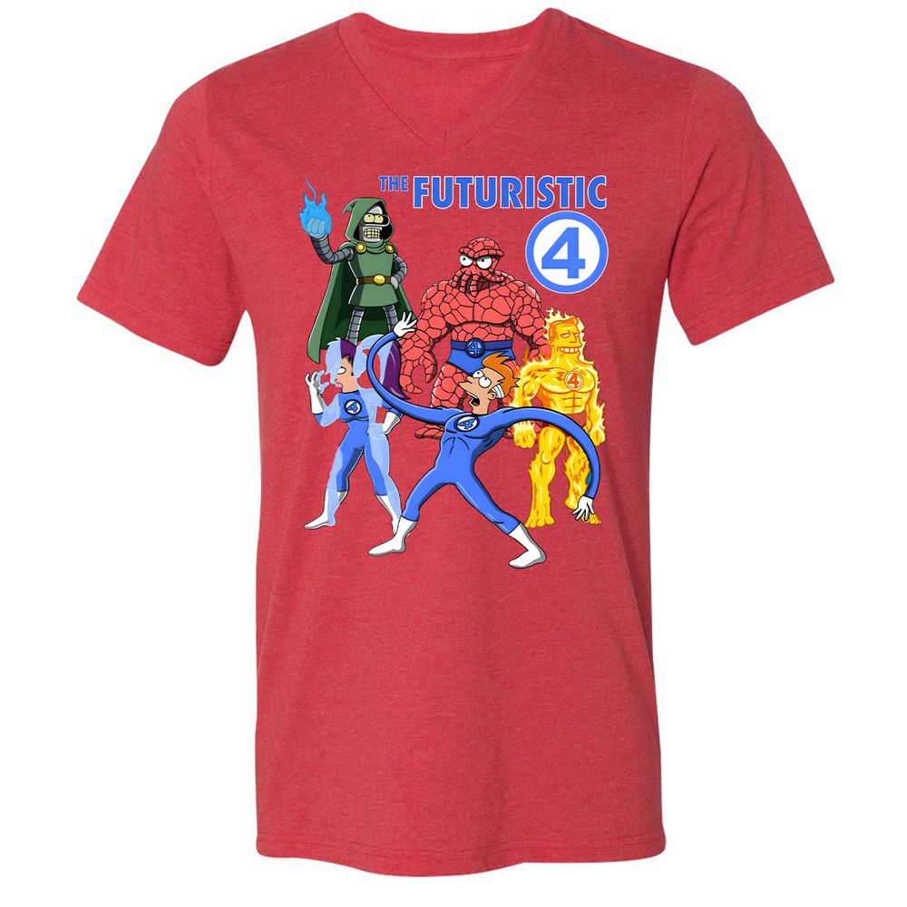 Unisex V-Neck T-Shirt - RVLHGJ8G - Heather Red - 16