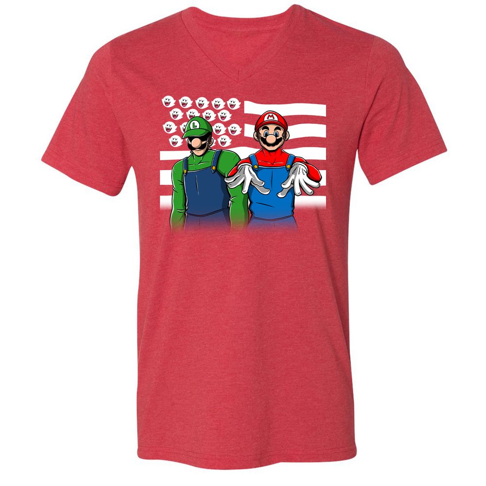 Unisex V-Neck T-Shirt - MG5DRRDX - Heather Red - 16