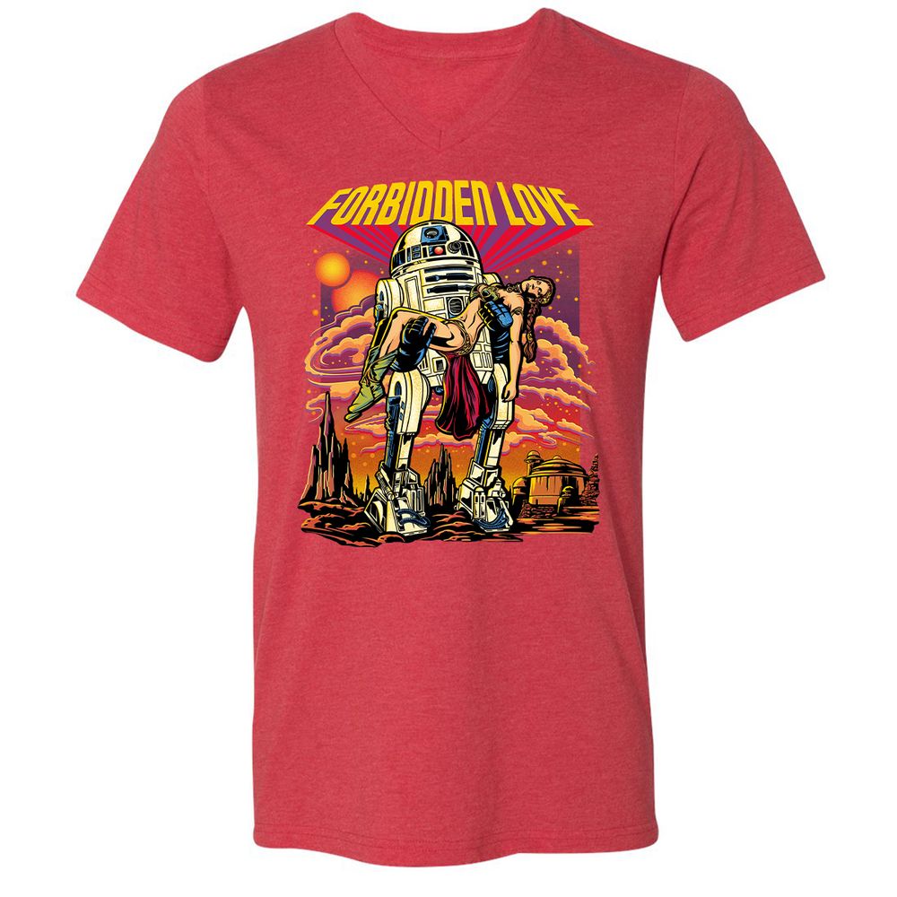 Unisex V-Neck T-Shirt - 52Q8M3QB - Heather Red - 16