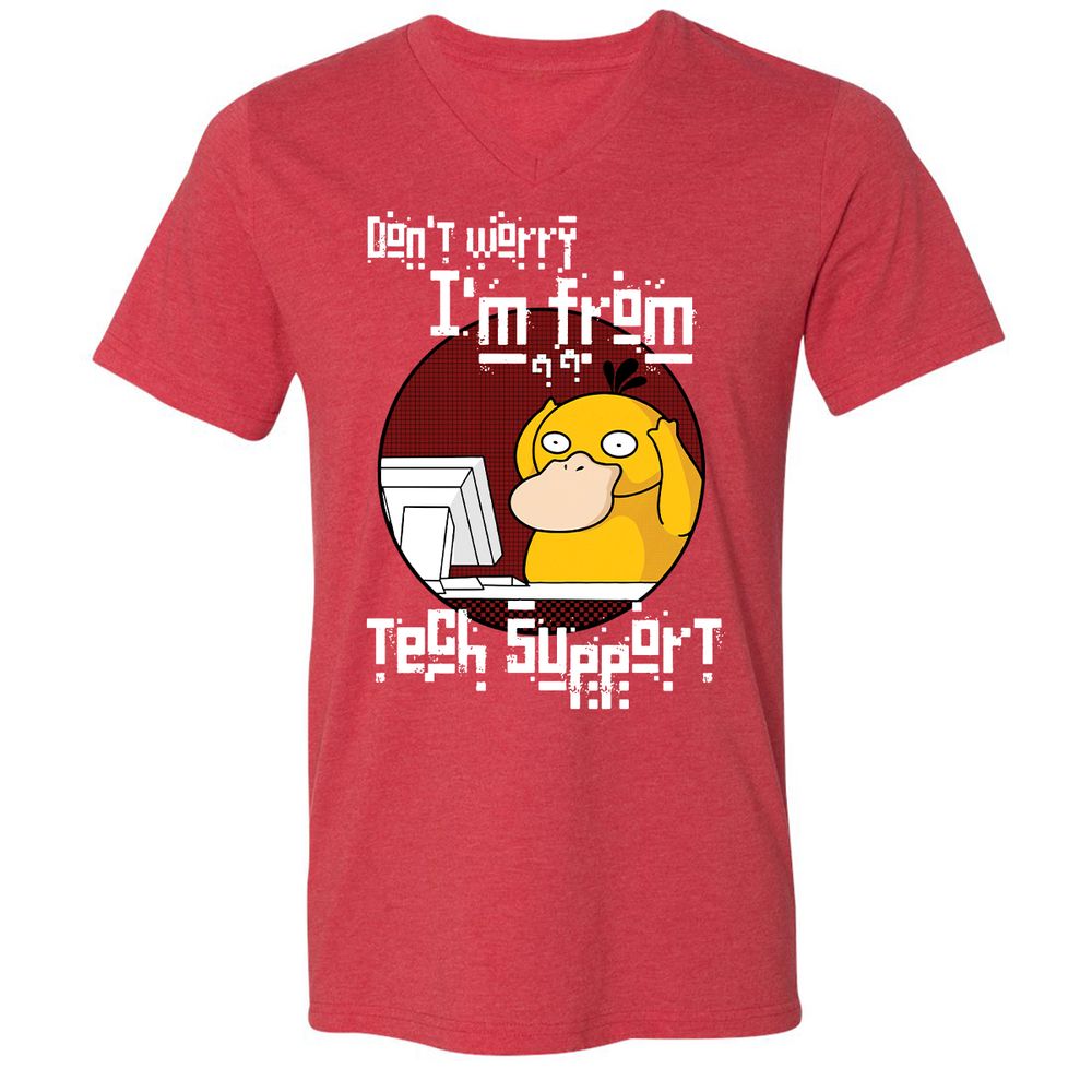 Unisex V-Neck T-Shirt - DV4JXXHJ - Heather Red - 16