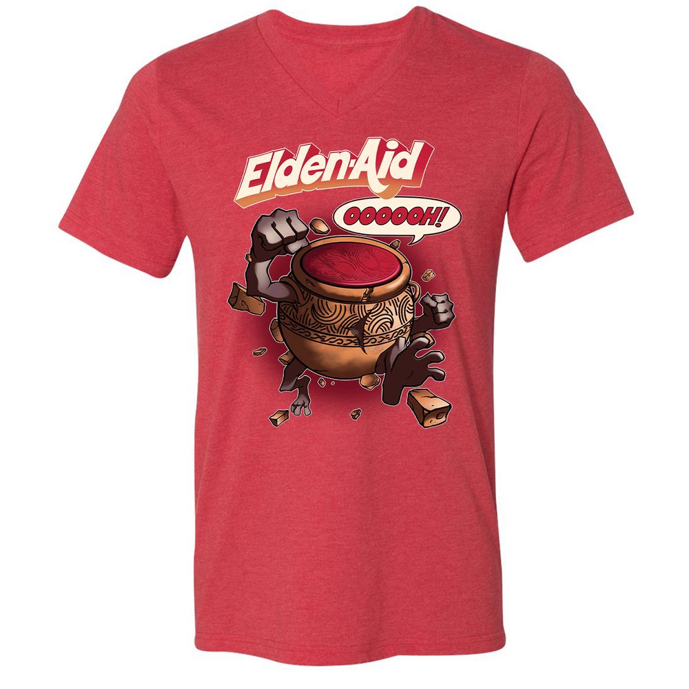 Unisex V-Neck T-Shirt - H6X4GM9E - Heather Red - 16