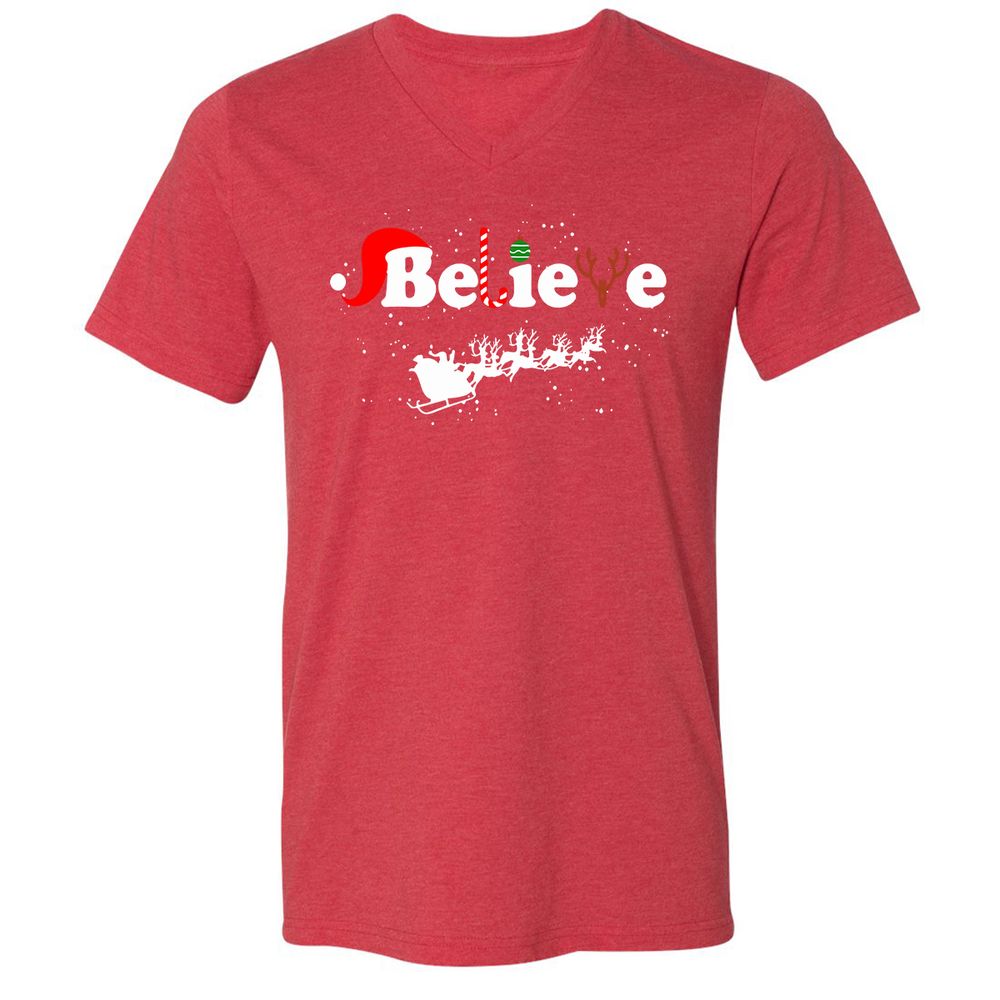Unisex V-Neck T-Shirt - A1RGGHSU - Heather Red - 16