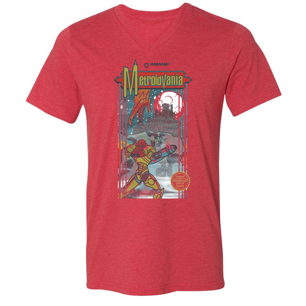 Unisex V-Neck T-Shirt - M2JGYAL6 - Heather Red - 16