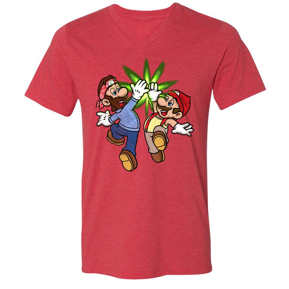 Unisex V-Neck T-Shirt - HKUP1CQE - Heather Red - 16