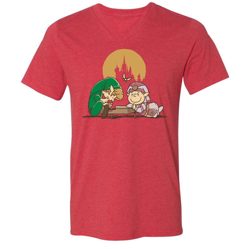 Unisex V-Neck T-Shirt - H357B76V - Heather Red - 16