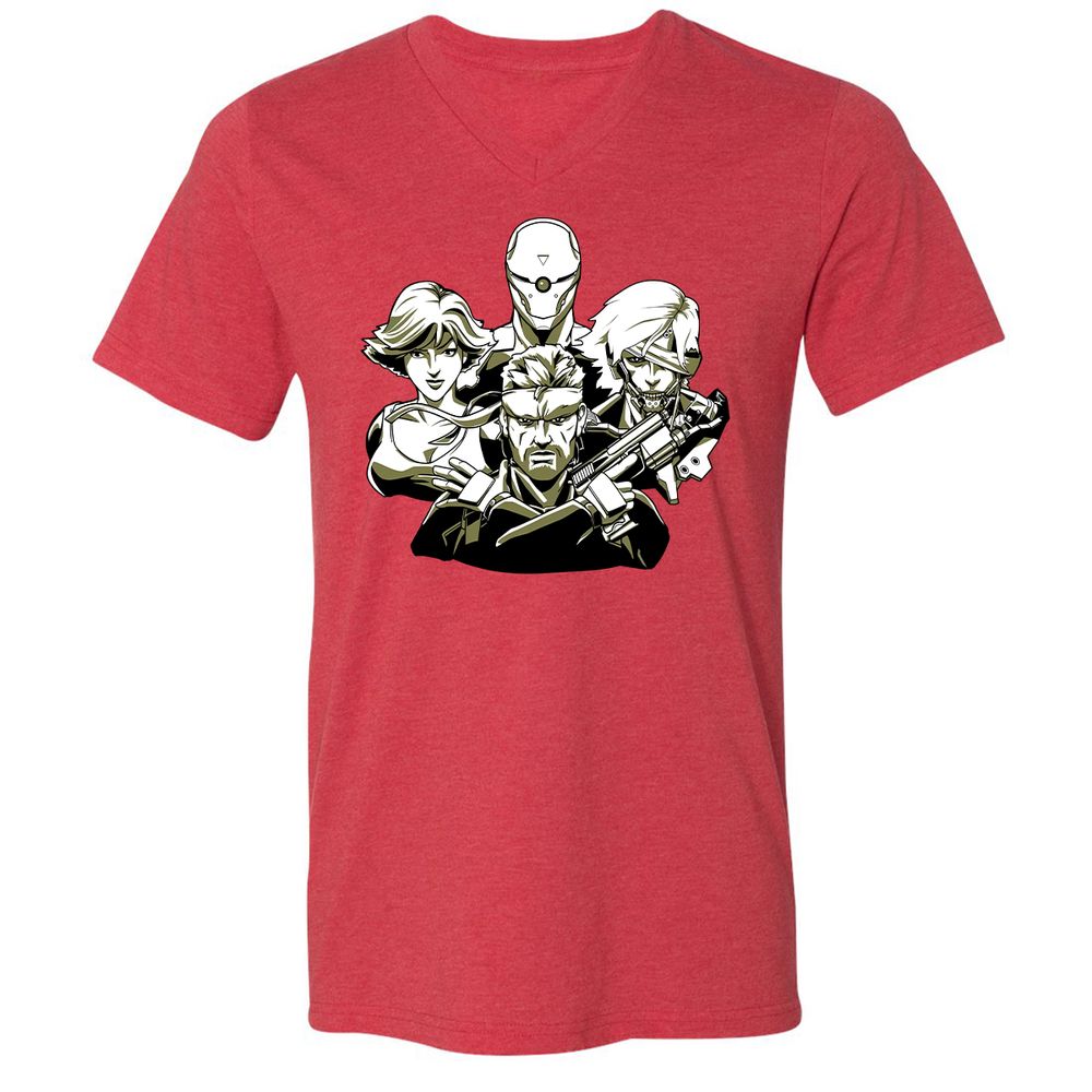 Unisex V-Neck T-Shirt - HHFRMT8S - Heather Red - 16