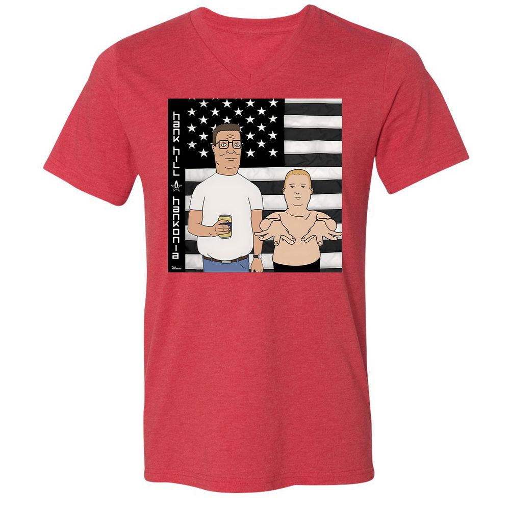 Unisex V-Neck T-Shirt - FJ74KX2E - Heather Red - 16