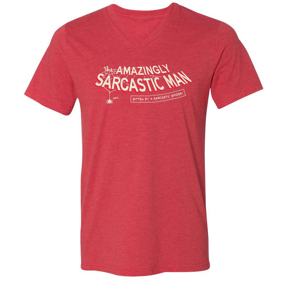 Unisex V-Neck T-Shirt - W4E8QJEJ - Heather Red - 16