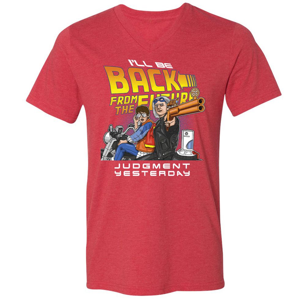 Unisex V-Neck T-Shirt - TUPHZ615 - Heather Red - 16