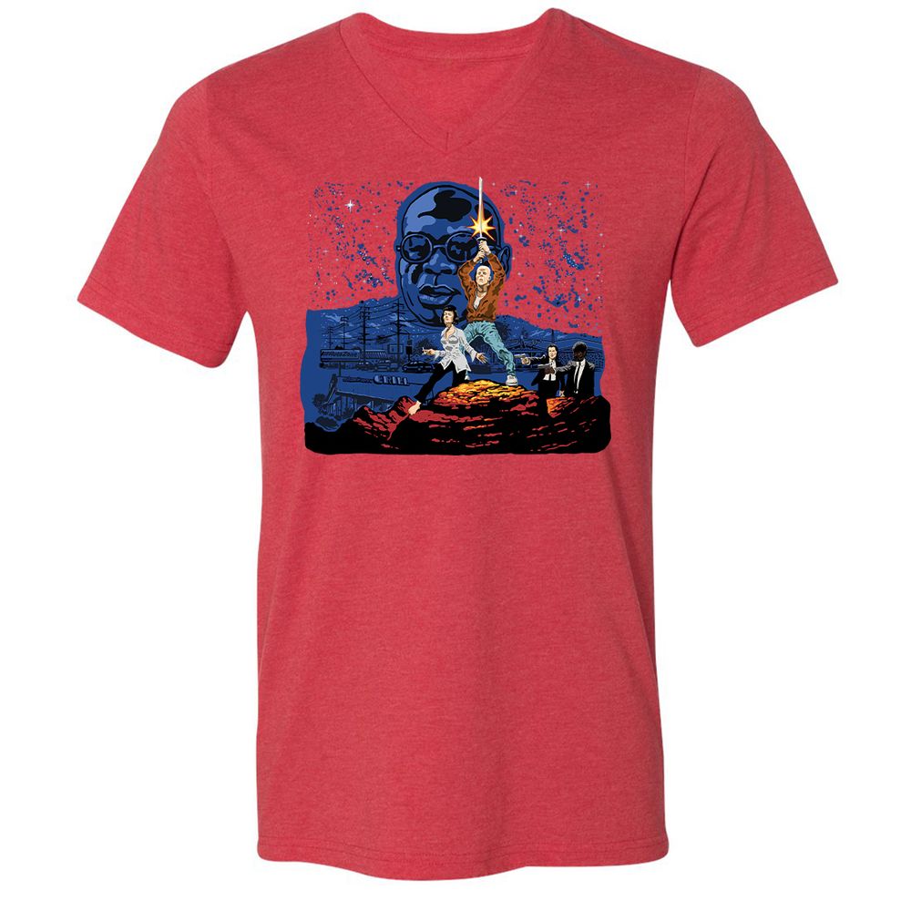 Unisex V-Neck T-Shirt - A5RHDVZQ - Heather Red - 16