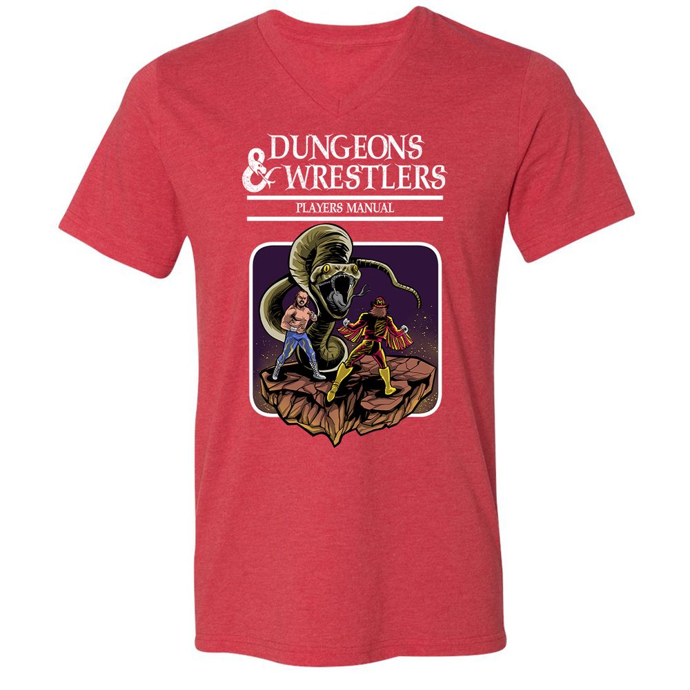 Unisex V-Neck T-Shirt - DJUVVQE4 - Heather Red - 16